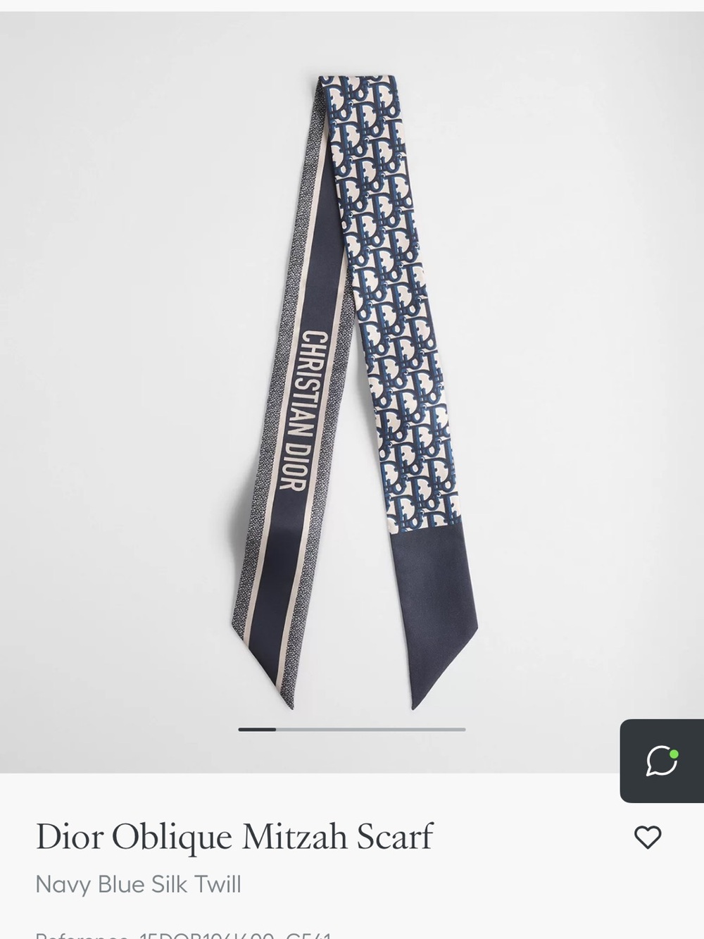 Dior Oblique Mitzah Scarf in Navy and White - Picture 2 of 7